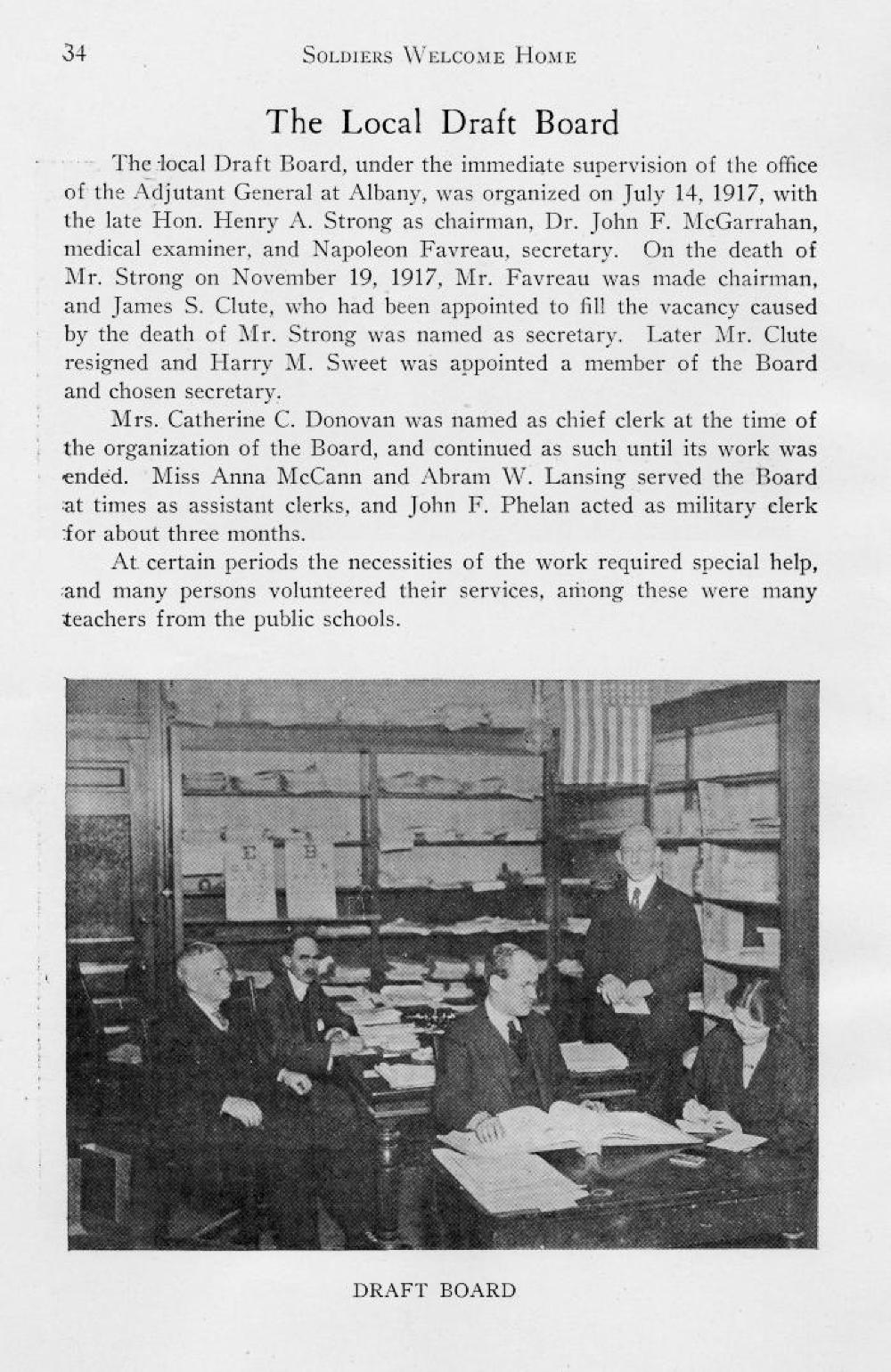 Cohoes Draft Board, World War I, c. 1917